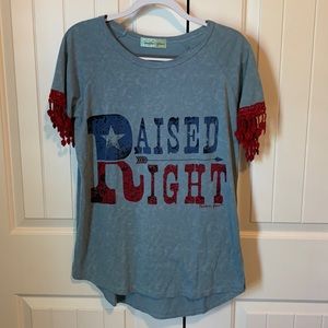 Graphic Tee with lace detail